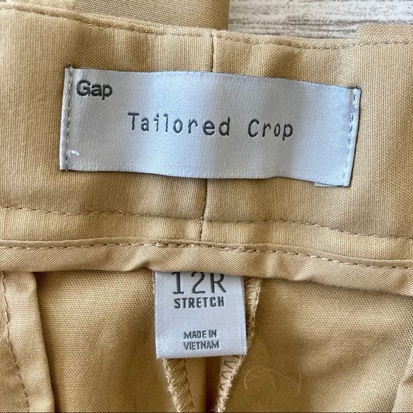 Gap Tailored Crop Pants Khaki Tan Stretch NWT 12 - Picture 3 of 5